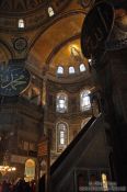 Travel photography:View of the main altar and the mosaic above inside the Ayasofya (Hagia Sofia), Turkey
