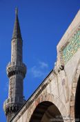 Travel photography:One of the minarets of the Sultanahmet (Blue) Mosque, Turkey