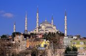 Travel photography:The Sultanahmet (Blue) Mosque viewed from the Marmara Sea coast, Turkey