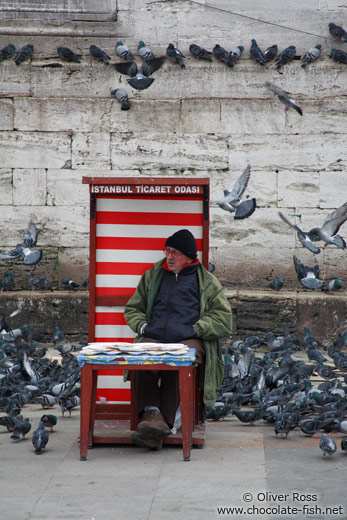 Selling pigeon food outside the Yeni Mosque in Istanbul