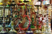 Travel photography:Stand of water pipes in the Egyptian (Spice) Basar in Istanbul, Turkey