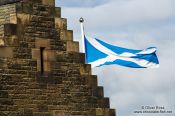 Travel photography:Edinburgh castle with Scottish flag, United Kingdom