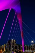 Travel photography:The Glasgow Clyde Arc illuminated at night , United Kingdom