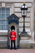 Travel photography:Guard outside Buckingham Palace in London, United Kingdom, England