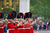 Travel photography:Palace guards parading outside London´ Buckingham, United Kingdom, England