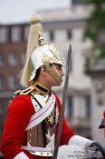 Travel photography:Horse guard parading outside London´s Buckingham Palace, United Kingdom, England