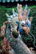 Travel photography:Dragon sculpture in a Chinese assembly hall in Hoi An, Vietnam