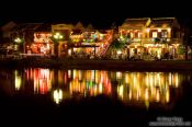 Travel photography:Houses at the Hoi An river by night , Vietnam