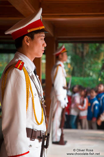 Guard at Hoh Chi Minh´s Stilt House in Hanoi