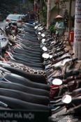 Travel photography:Parked motorbikes in Hanoi, Vietnam