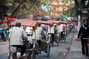 Travel photography:Line of cycle rickshas in Hanoi, Vietnam