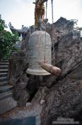 Travel photography:Large bell atop the mountain at Ninh Binh´s island temple , Vietnam
