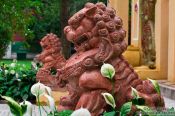 Travel photography:Sculpted lions in Cong Vien Van Ho Park in in Hoh Chi Minh City, Vietnam