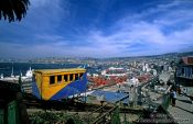 Travel photography:Panorama over Valparaiso with the Ascensor Artilleria, Chile
